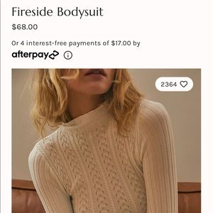 Free People Intimately cable sweater knit bodysuit in ivory size SM